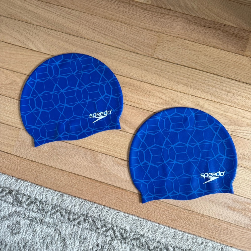 Speedo Kids Geometric Blue Swim Caps